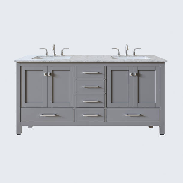 Brayden Studio® Pichardo 84'' Double Bathroom Vanity with Marble Top